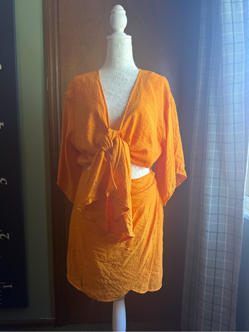 Hello Molly Orange Tie-Front Women's Dress